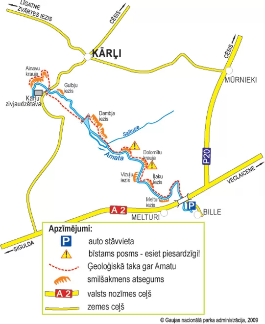 GNP Ģeoloģiskā taka gar Amadu - UPJU TAKAS zem Vidrūpe